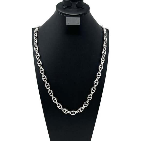 UNOde50 Silver Plated Double Link Mariner Chain Necklace 38" New - Picture 1 of 12